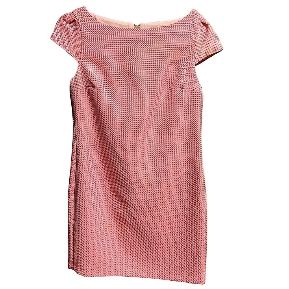 LULA Kate Warm Pink Textured Dot Sheath Dress Size 2